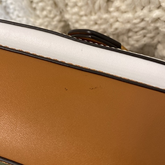 Banana Republic Leather Crossbody Purse Cognac White Taupe - Picture 5 of 8